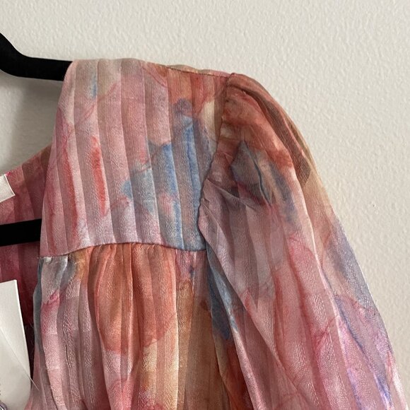 LoveShackFancy Women 4 Rainbow Cloud Silk Handkerchief Meridian Midi Dress NWT - Picture 7 of 15